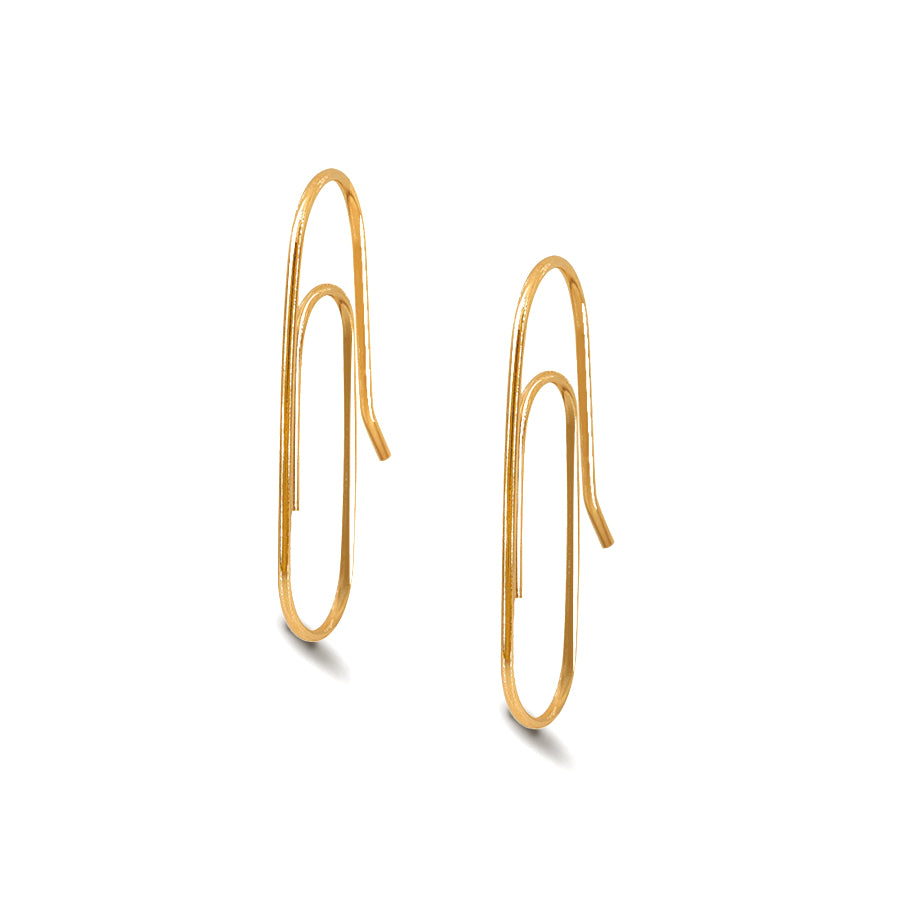 Paperclip Earrings in Sterling Silver, White and Yellow Colors