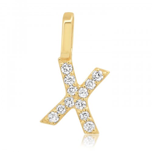 Gold Diamond Alphabet Pendants -14k Yellow Gold
