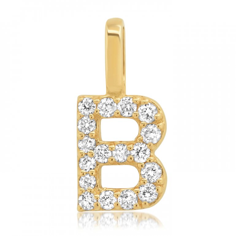 Gold Diamond Alphabet Pendants -14k Yellow Gold