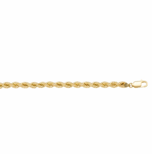 Hollow Rope Chain Necklace in 10K Gold, 3mm