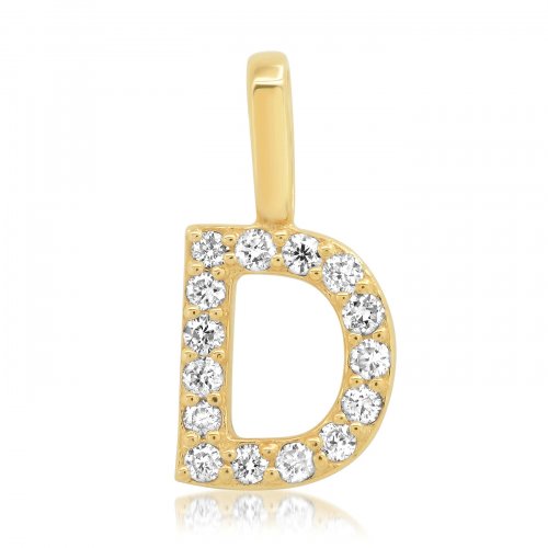 Gold Diamond Alphabet Pendants -14k Yellow Gold
