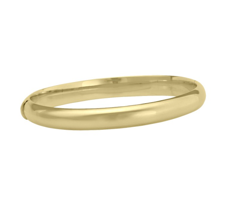Wide Smooth High Polish Tube Bangle in 14k Gold, 7.6mm W