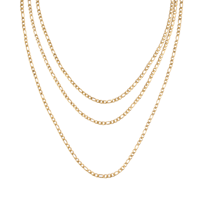 Figaro Chain in 18K Gold Plated Sterling silver, 4.5mm