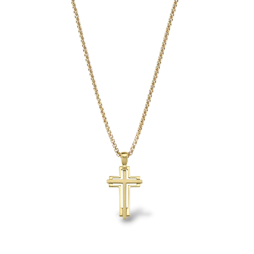 Concave Cross Pendant in 18K White Gold
