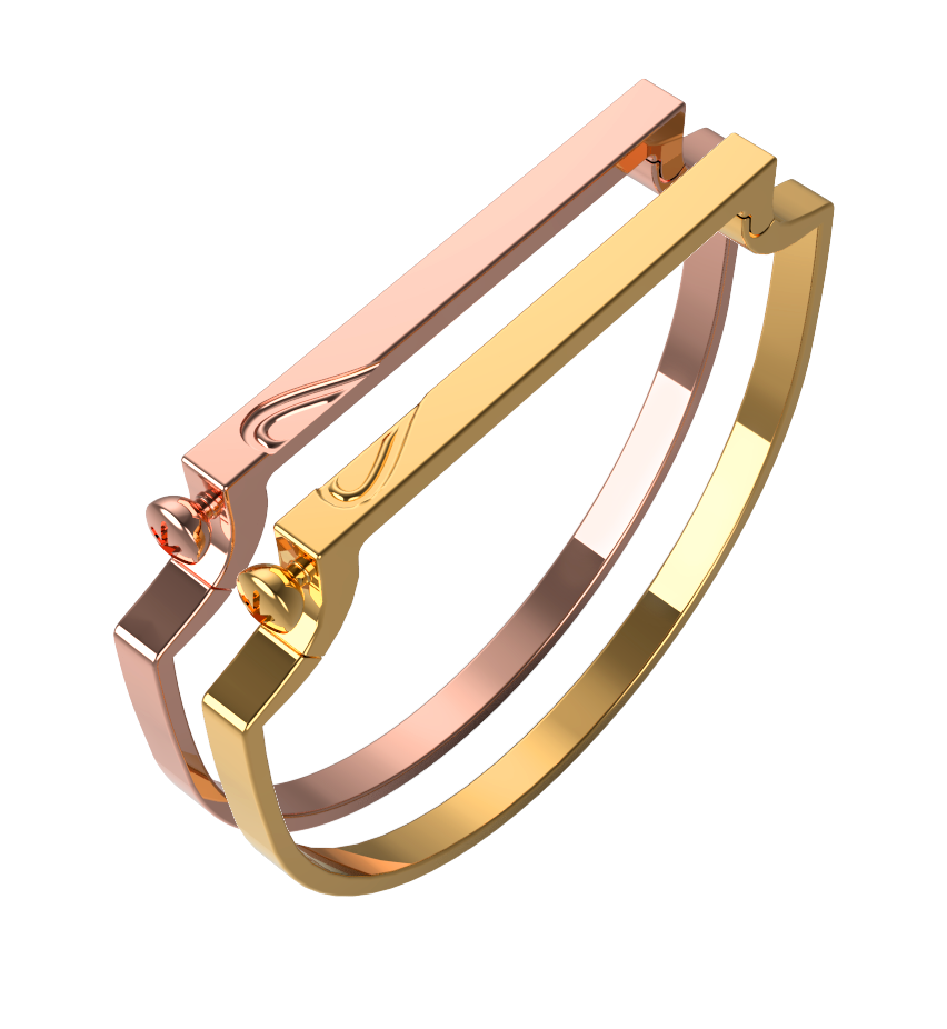 Truss Heart Sharable Diamond Bangle in Two Tone