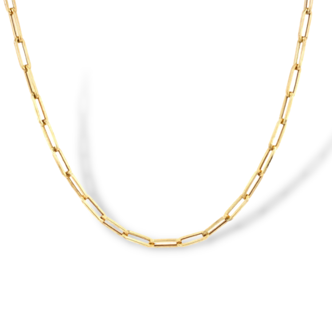 Perperclip Chain Necklace in 18k Gold Plated Sterling Silver, 4mmW