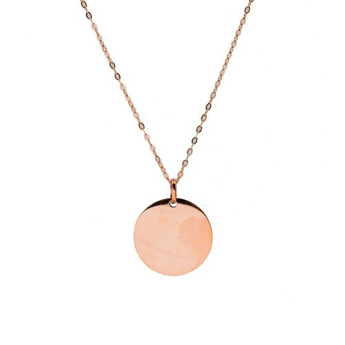 Geometry Round Circle  Disc Necklace in 10k Gold
