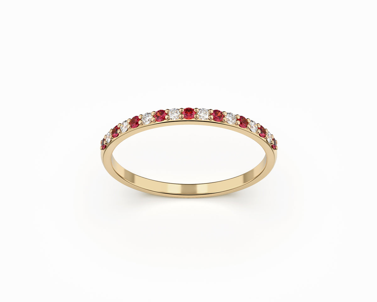 Stackable Sharable Ring with Diamond in 14K Gold