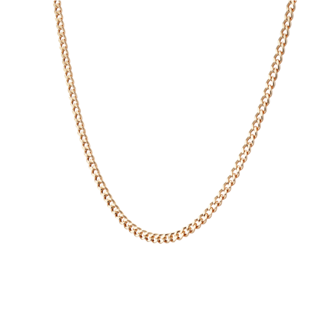 Thin Curb Link Necklace in 14K Gold