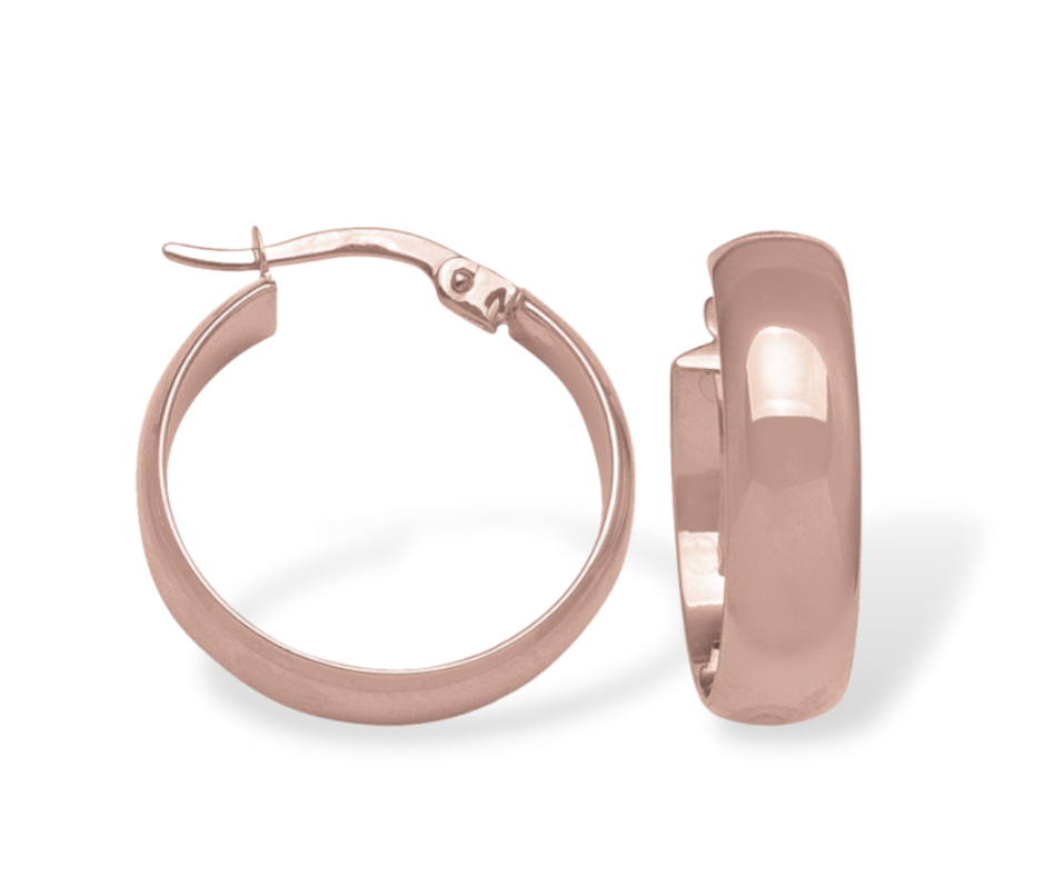 Small Wide Round Hoop Earring in 14k Gold, 5mm