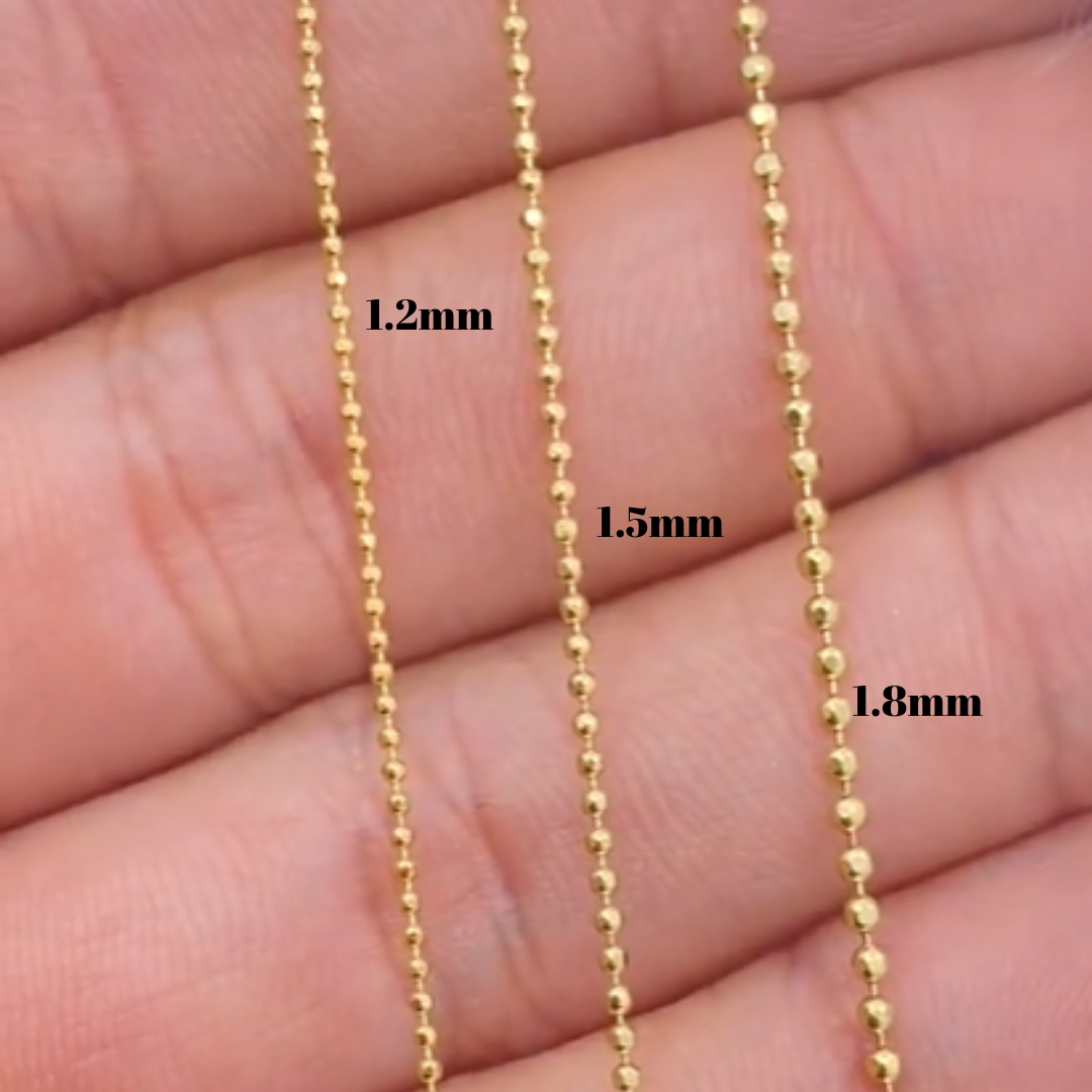 Medium Round Bead Necklace in 14K Gold