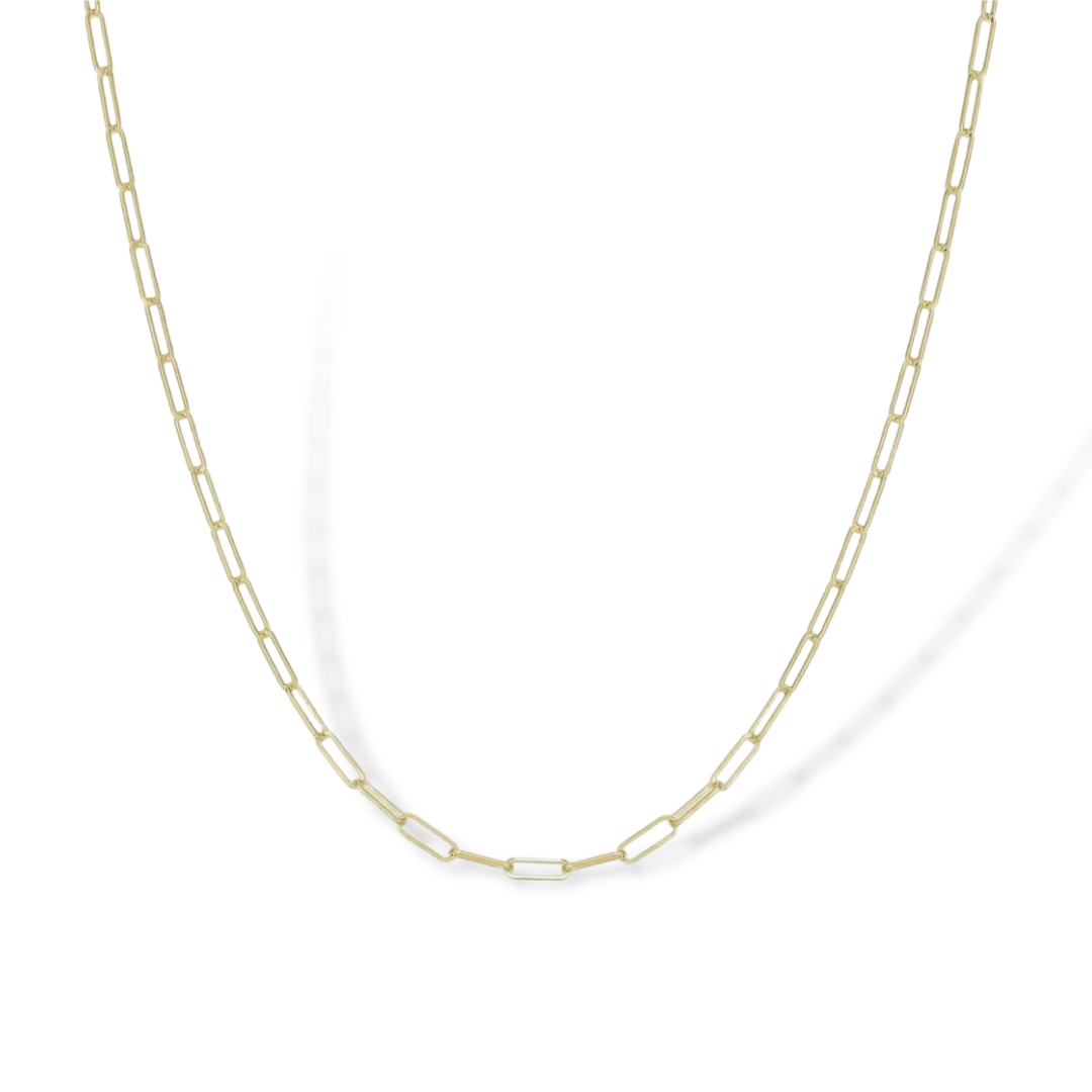 Perperclip Chain Necklace in 10k Solid Gold, 2.1mmW