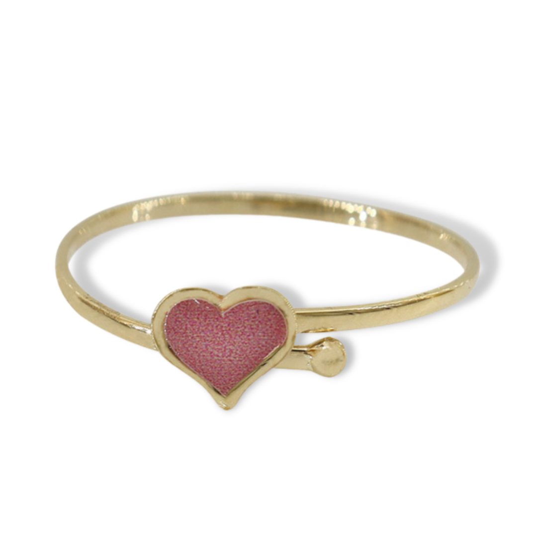 Stackable Pink Heart Ring in 10k Gold