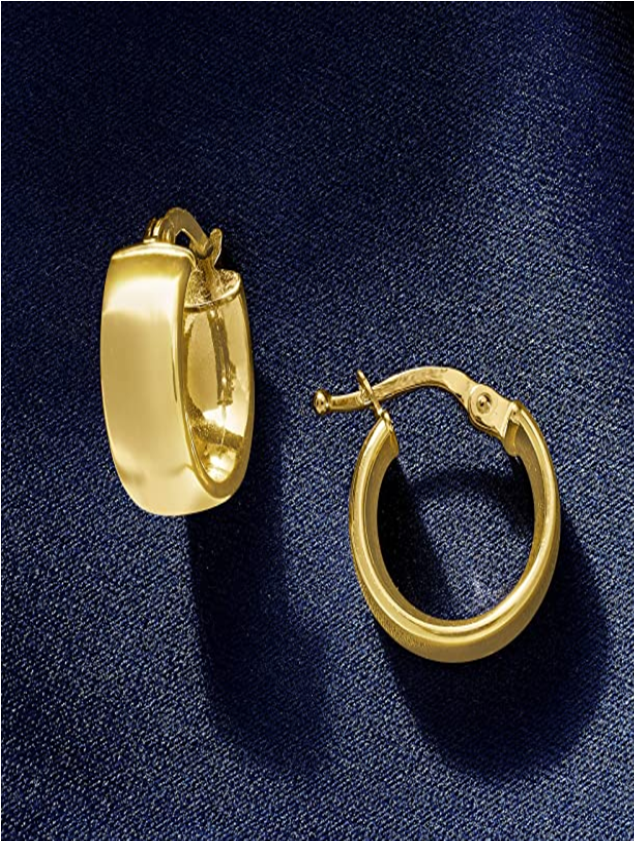 Wide Oval Hoop Earring in 14K Gold