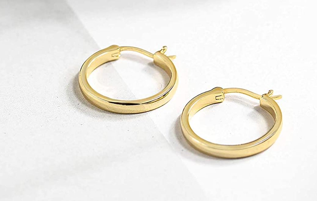 Flat Tube Hoop Earring in 14K Gold