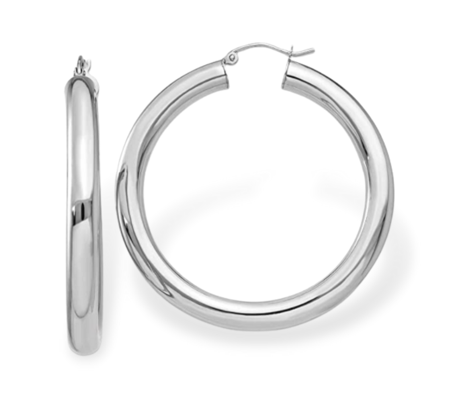 Medium Round Tube Hoop Earring in 14k Gold, 3mm