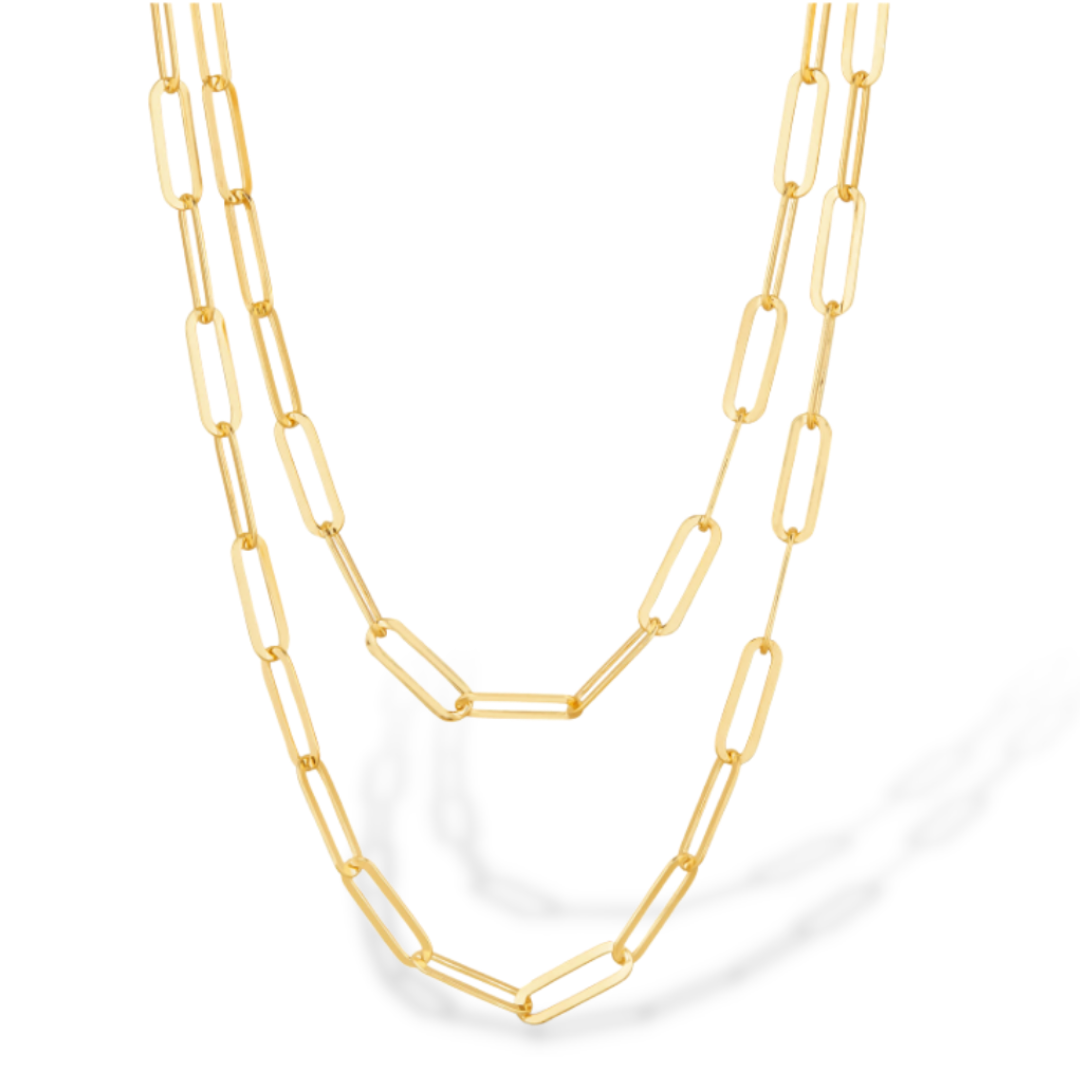 Perperclip Chain Necklace in 18k Gold Plated Sterling Silver, 4mmW