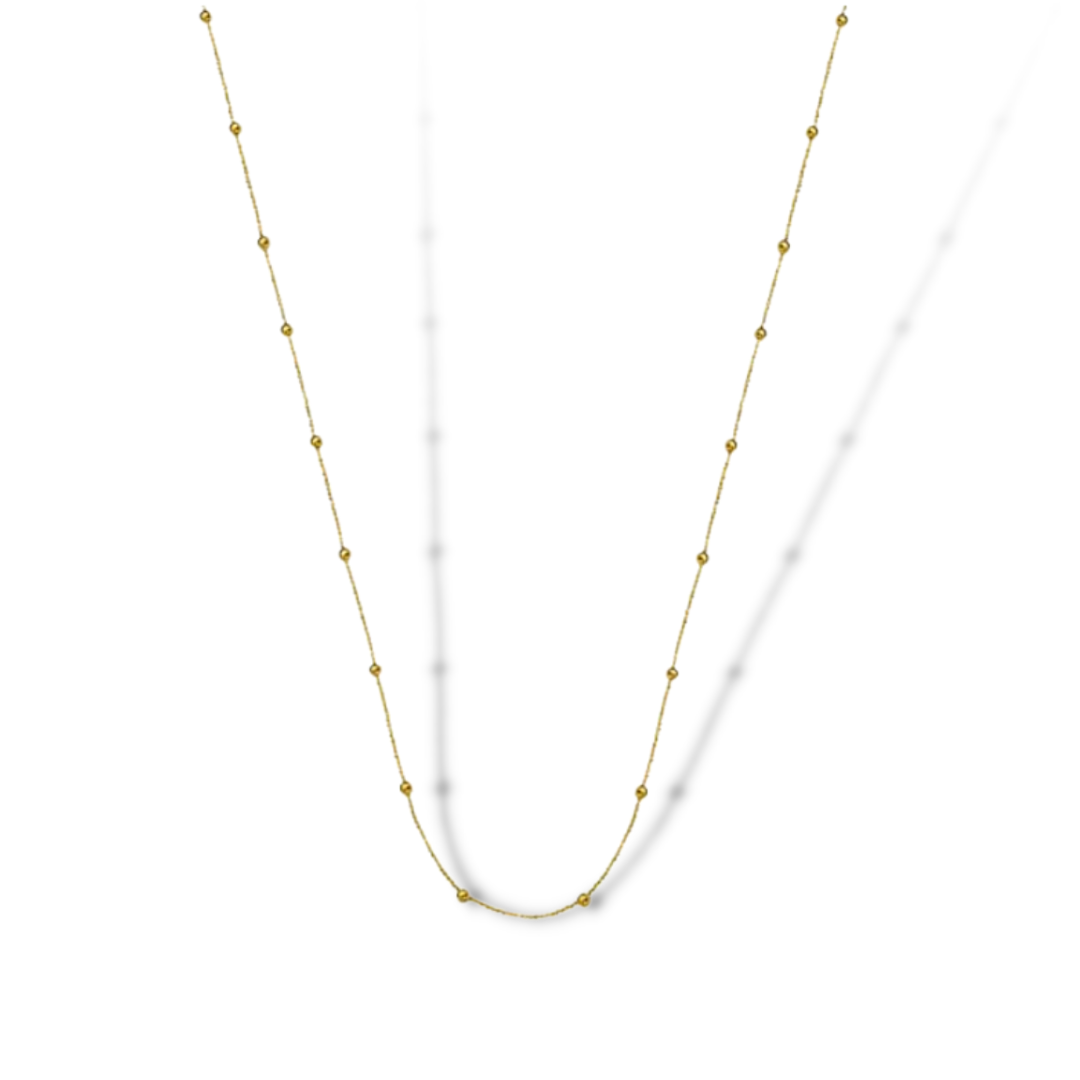 Station Bead Danity Necklace in 14K Gold