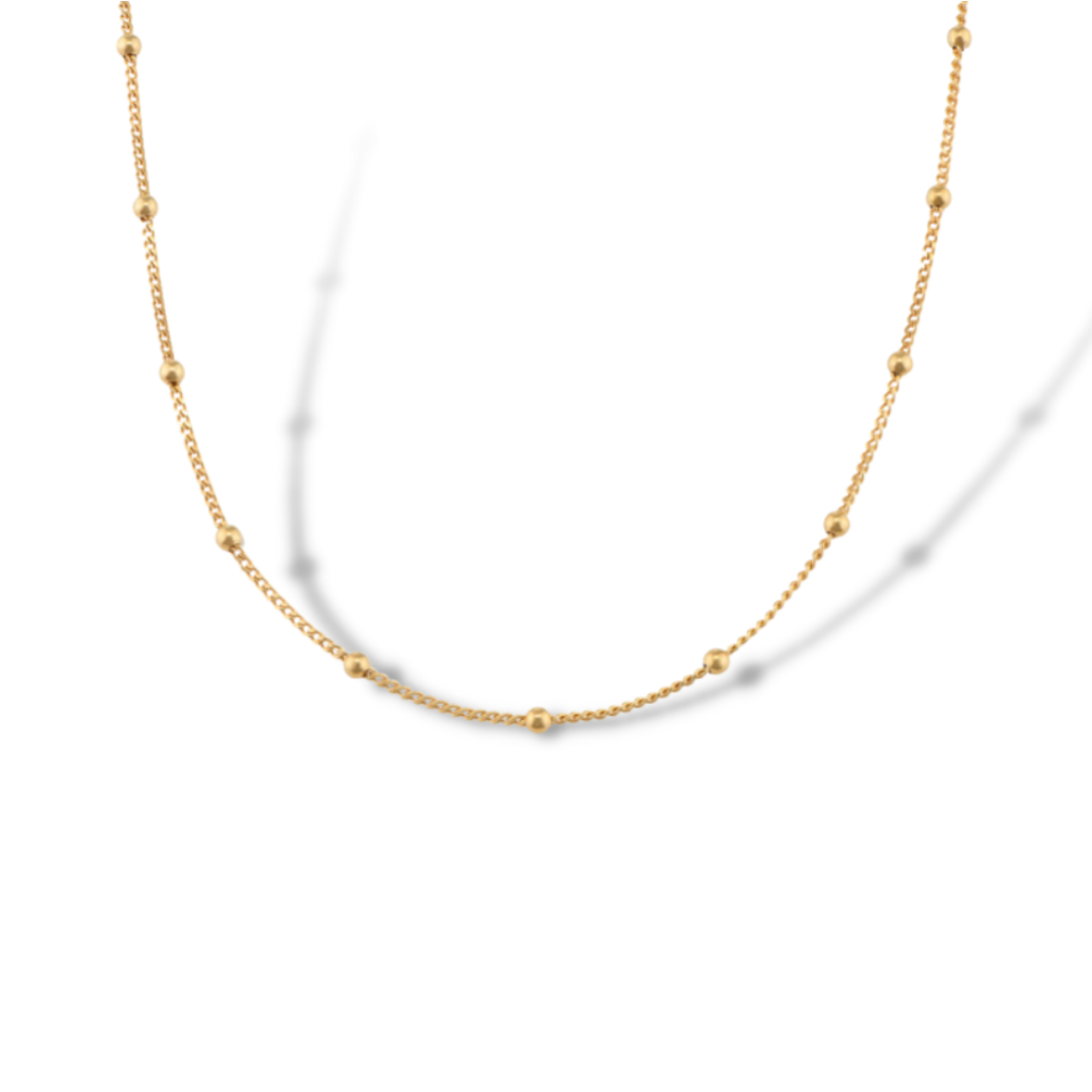 Station Bead Danity Necklace in 14K Gold